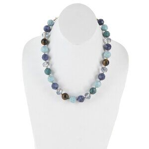 lonna & lilly Sz 19.5in Blue Multi Goldtone Single Strand Beaded Necklace